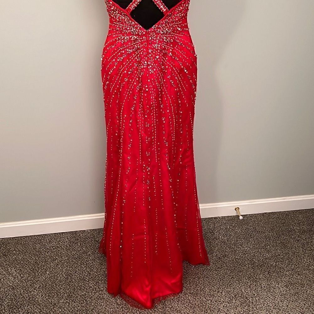 Alfred Angelo, Red Beaded Maxi Prom Dress - Picture 8 of 16